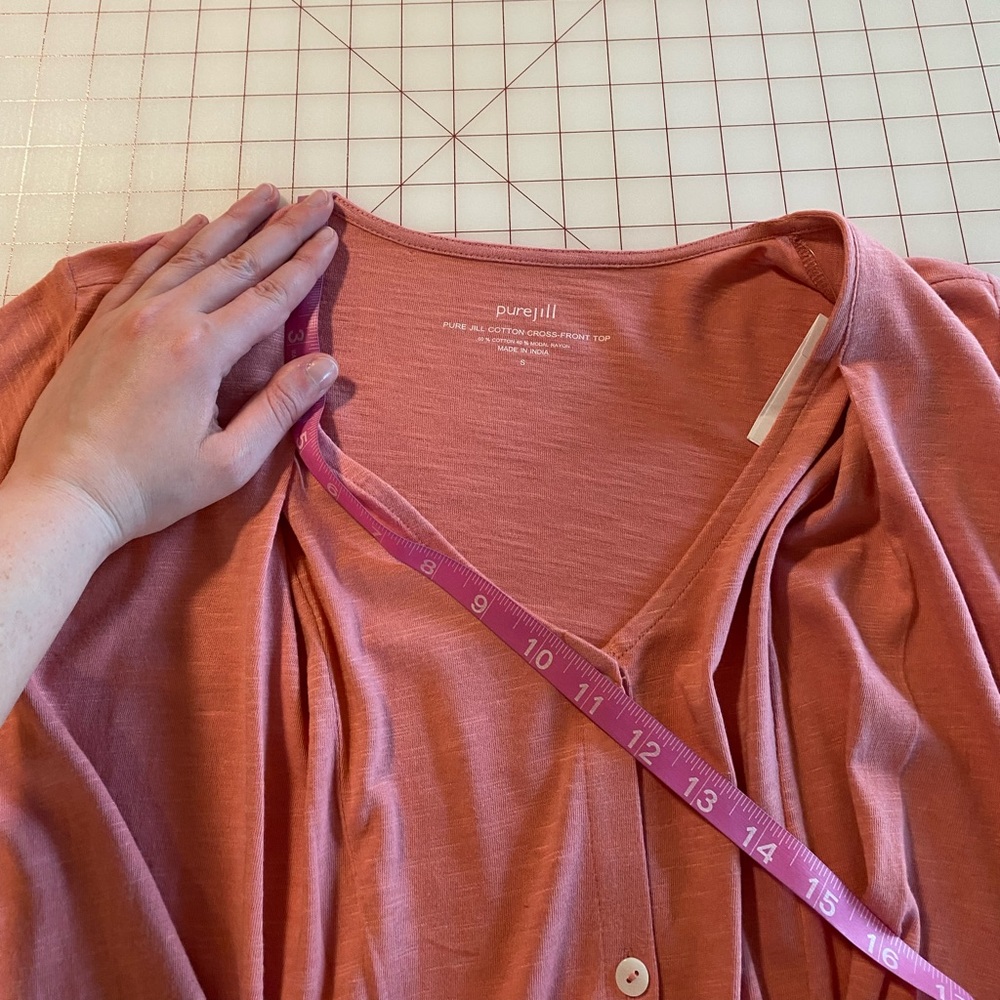 J. Jill Dusty Rose Button-Front Draped Blouse - Picture 16 of 16